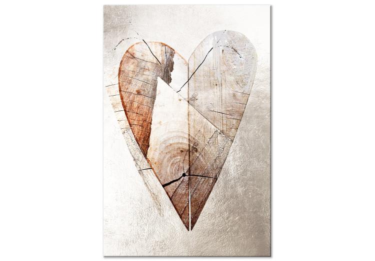 Canvas Love Tree (1-part) vertical - rustic abstraction with a heart