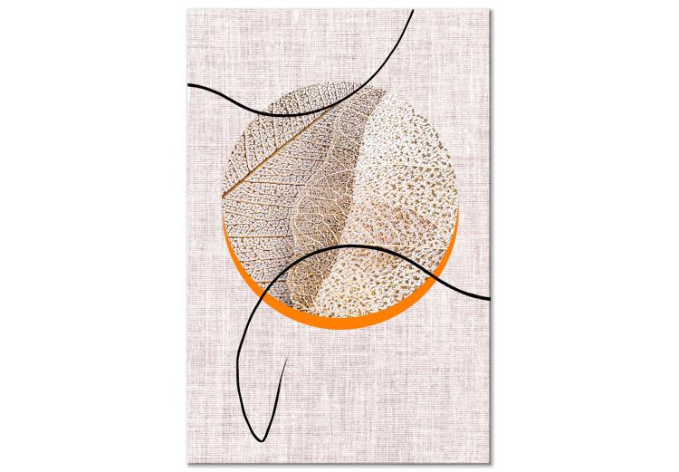 Canvas Circle and two black lines - grey boho style abstraction