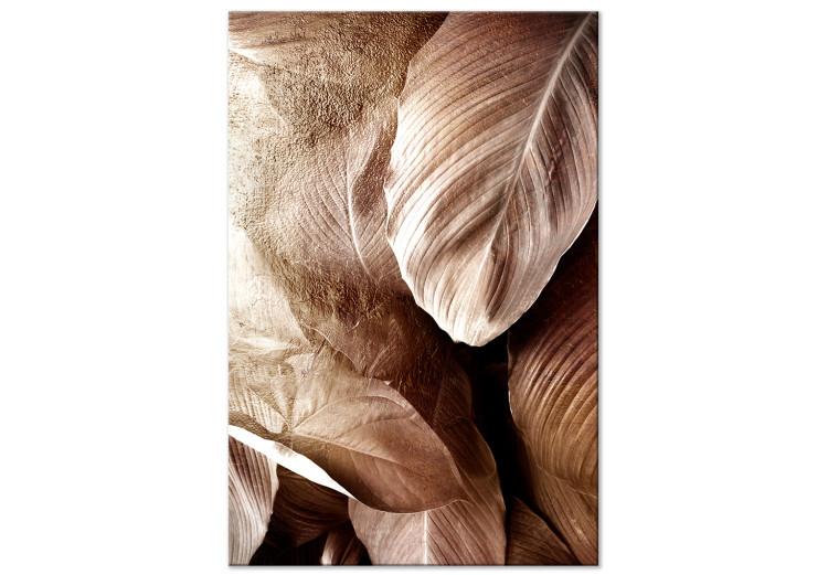 Canvas Golden Rustle (1-part) vertical - exotic glamour leaves