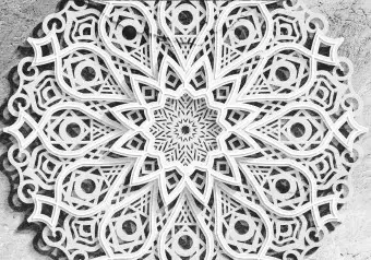 Wall Mural Mandala - oriental motif with white pattern on a concrete textured background Wallpaper Cropper