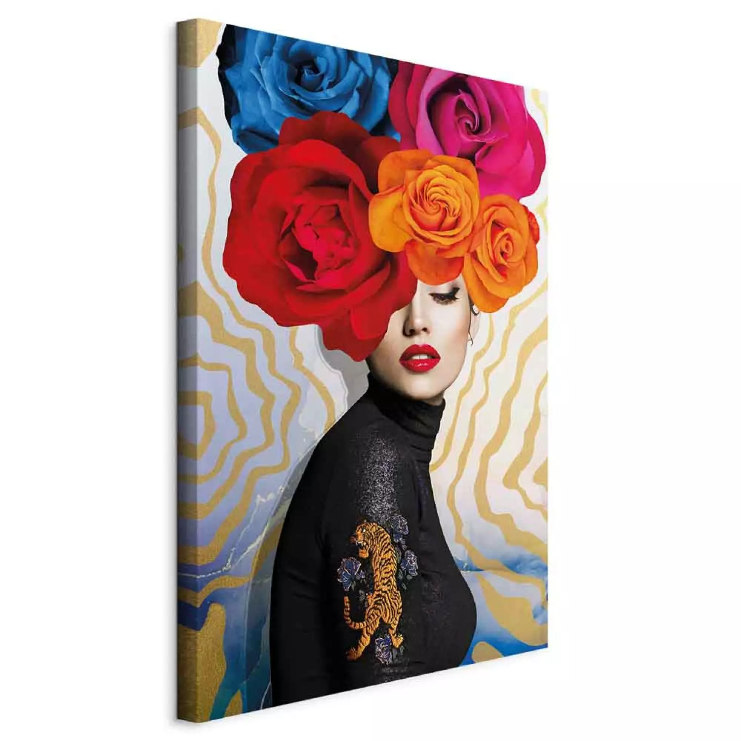Canvas Art Print Tiger on Shoulder Vertical