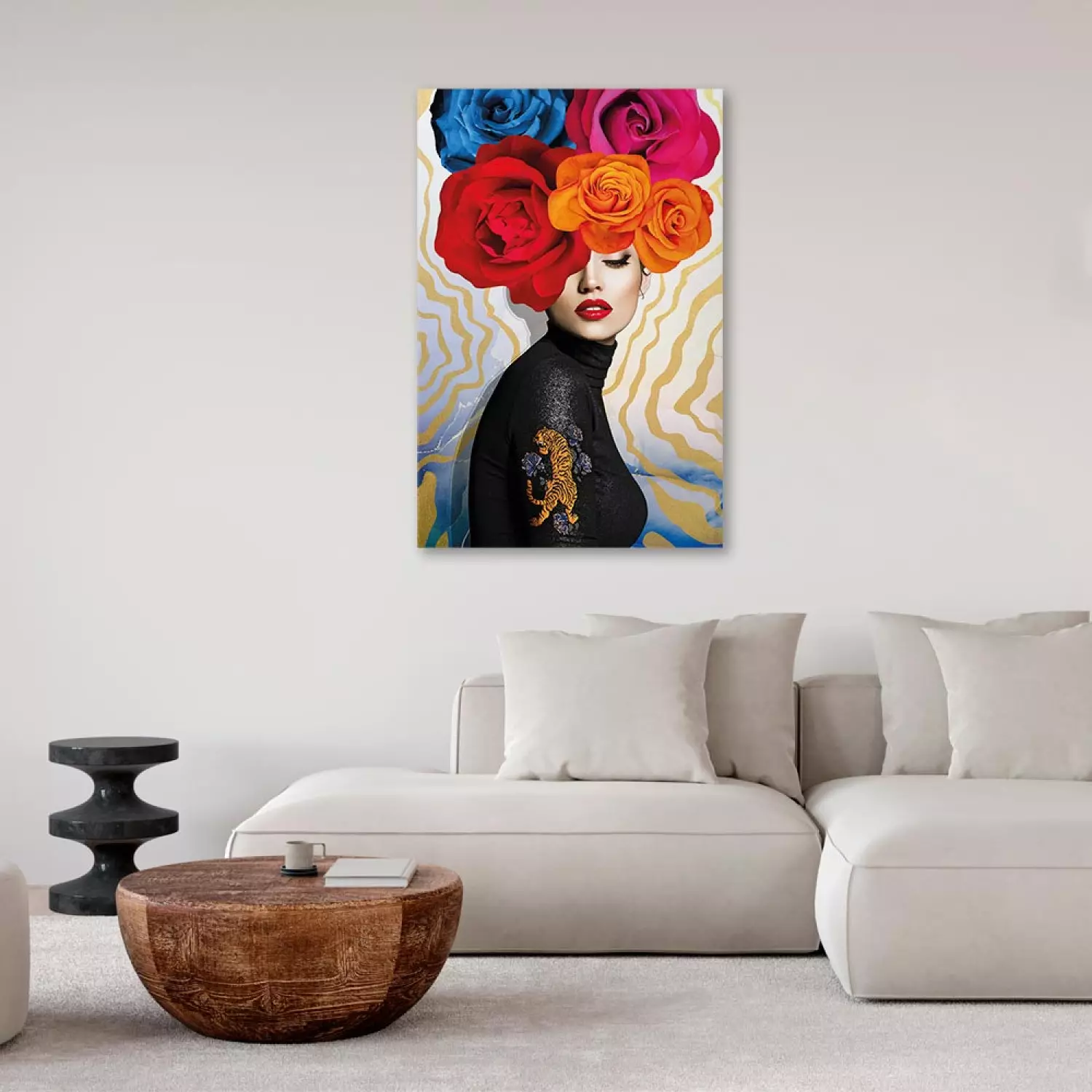 Canvas Art Print Tiger on Shoulder Vertical