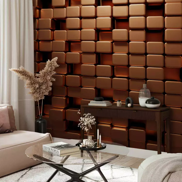 Copper damask - irregular background with 3D geometric elements