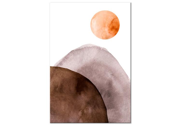 Canvas Moon and Mountains (1-part) vertical - delicate watercolor abstraction