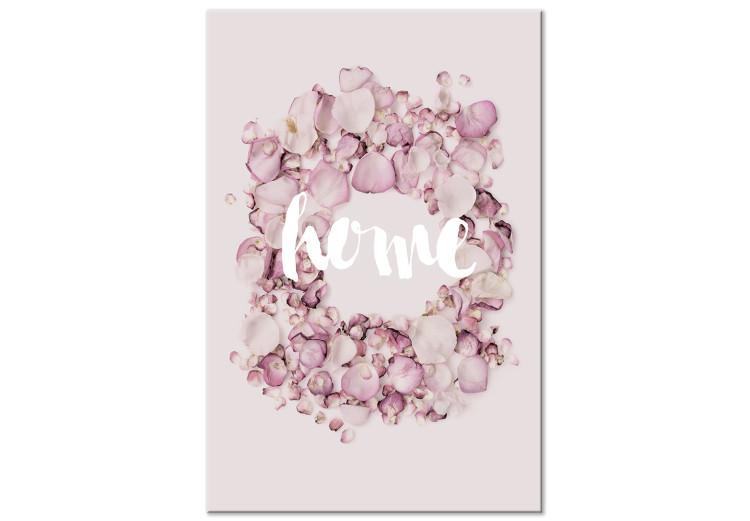 Canvas Scented Home (1-part) vertical - English inscription and pink flowers