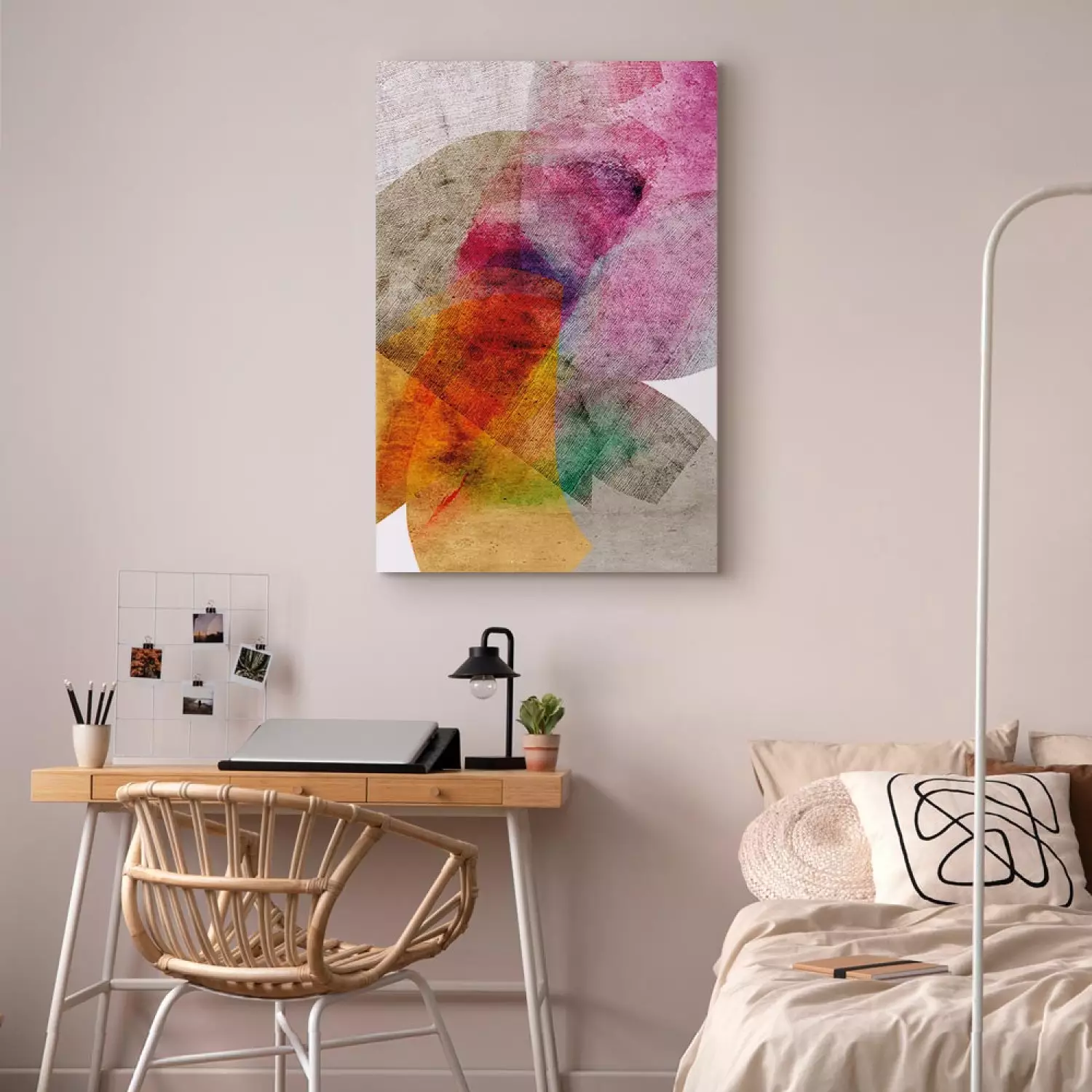 Canvas Art Print Kaleidoscope vertical - colorful abstraction and beige background