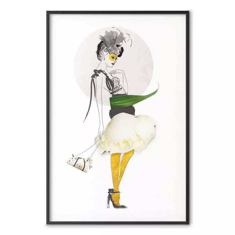 Yellow Stockings - abstract silhouette of a woman with flower accents