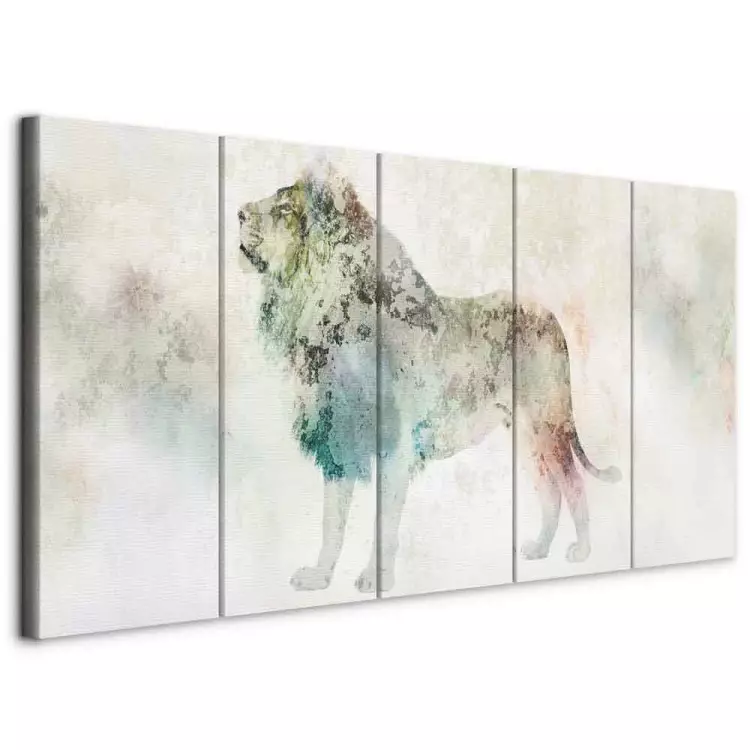 Colorful King (5-part) narrow - multicolored lion on a light background