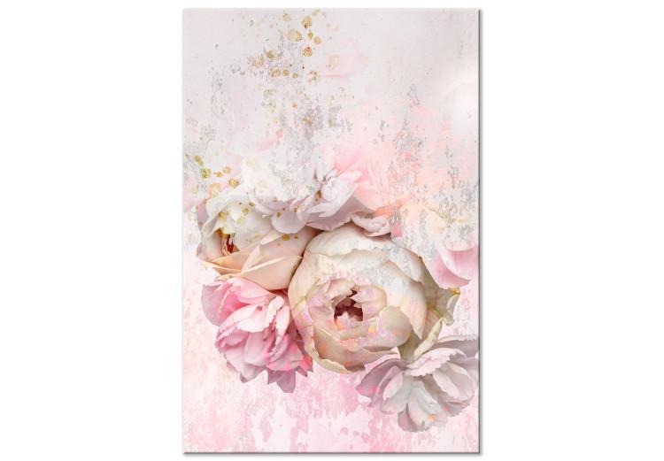 Canvas Melancholic Pink (1-part) vertical - flower in shabby chic style