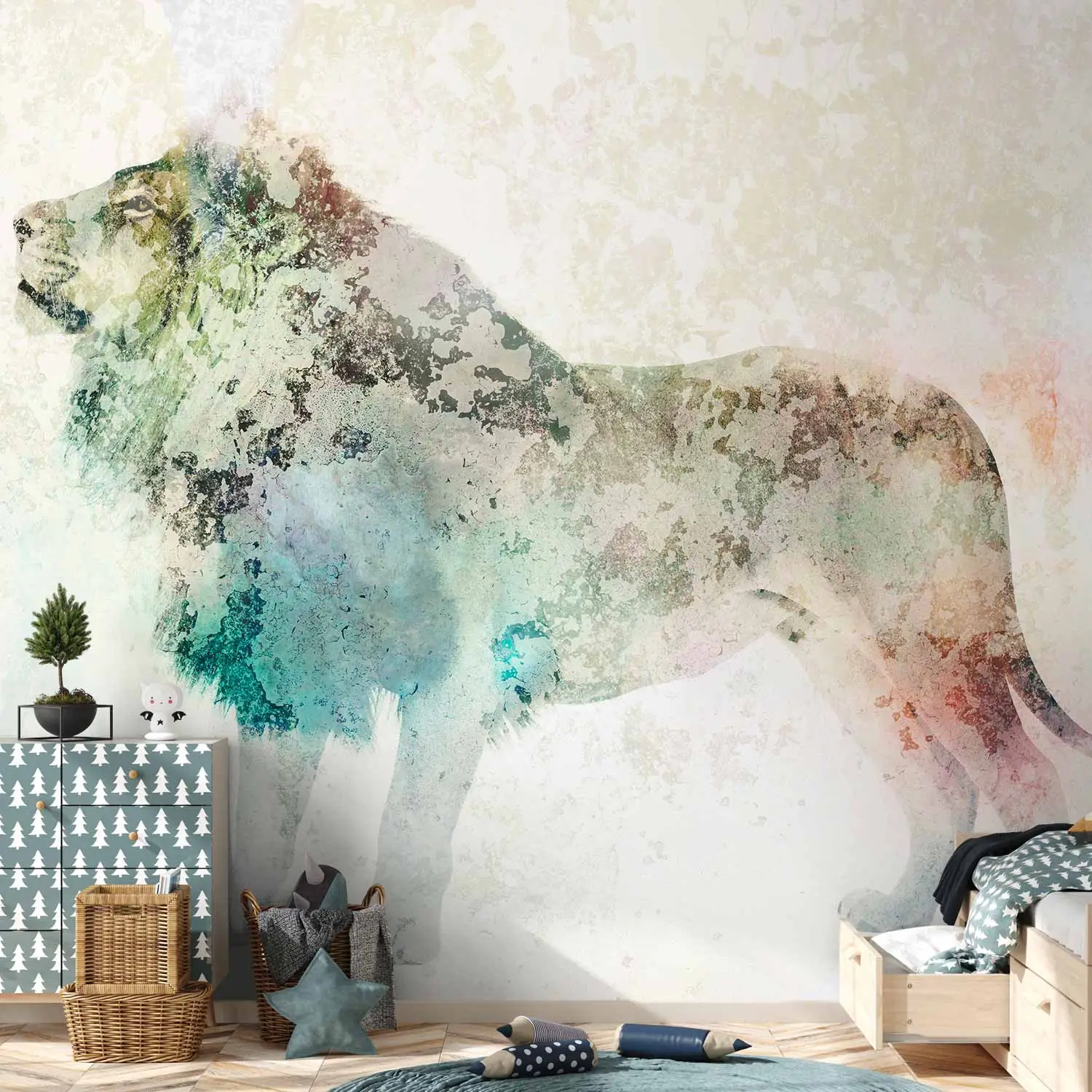 lion mural wallpaper