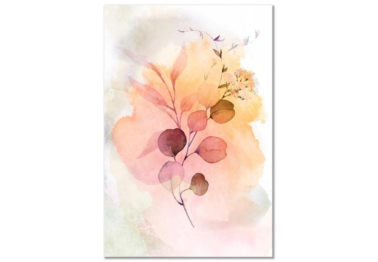 Canvas Watercolor Branch (1-part) vertical - flower on a background of spilled paint