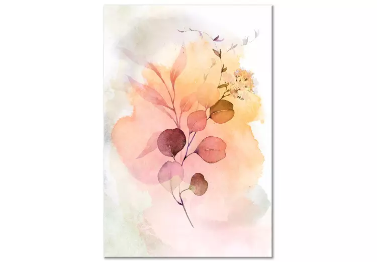 Canvas Watercolor Branch (1-part) vertical - flower on a background of spilled paint
