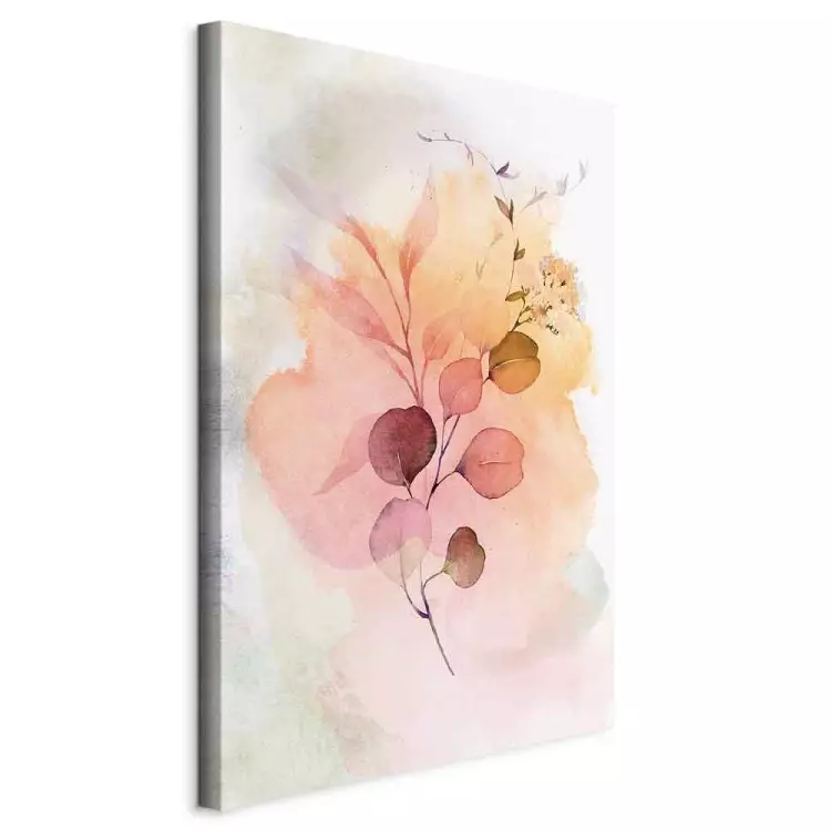 Watercolor Branch (1-part) vertical - flower on a background of spilled paint