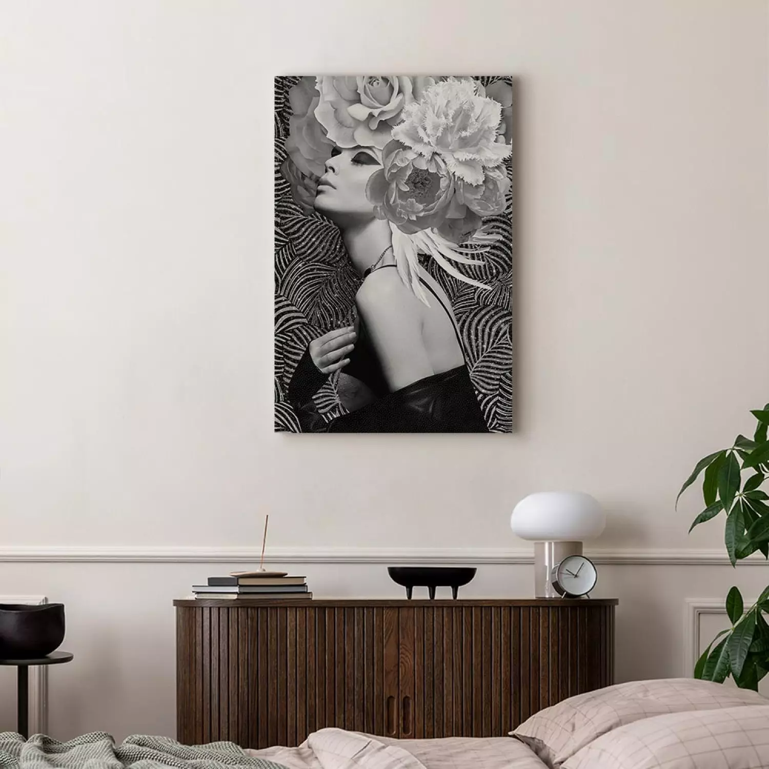 Canvas Print Silver Princess vertical - portrait of woman with flowers