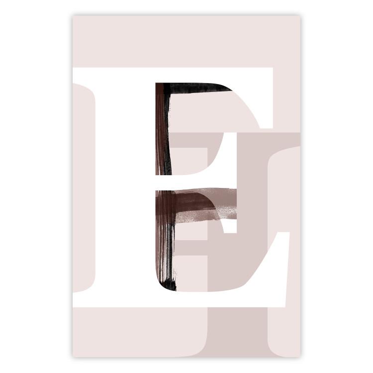 Poster Letter E - white alphabet letter on abstract pastel background