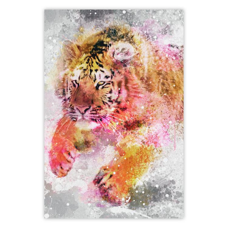 Poster Running Tiger - abstract wild animal running in winter
