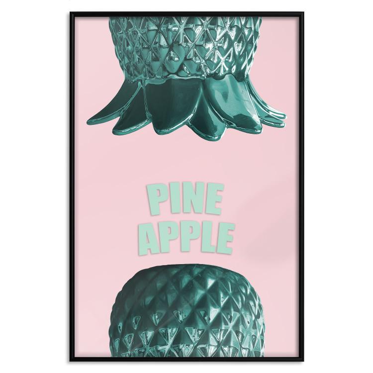Poster Pine Apple - English inscriptions and turquoise pineapples on pastel background