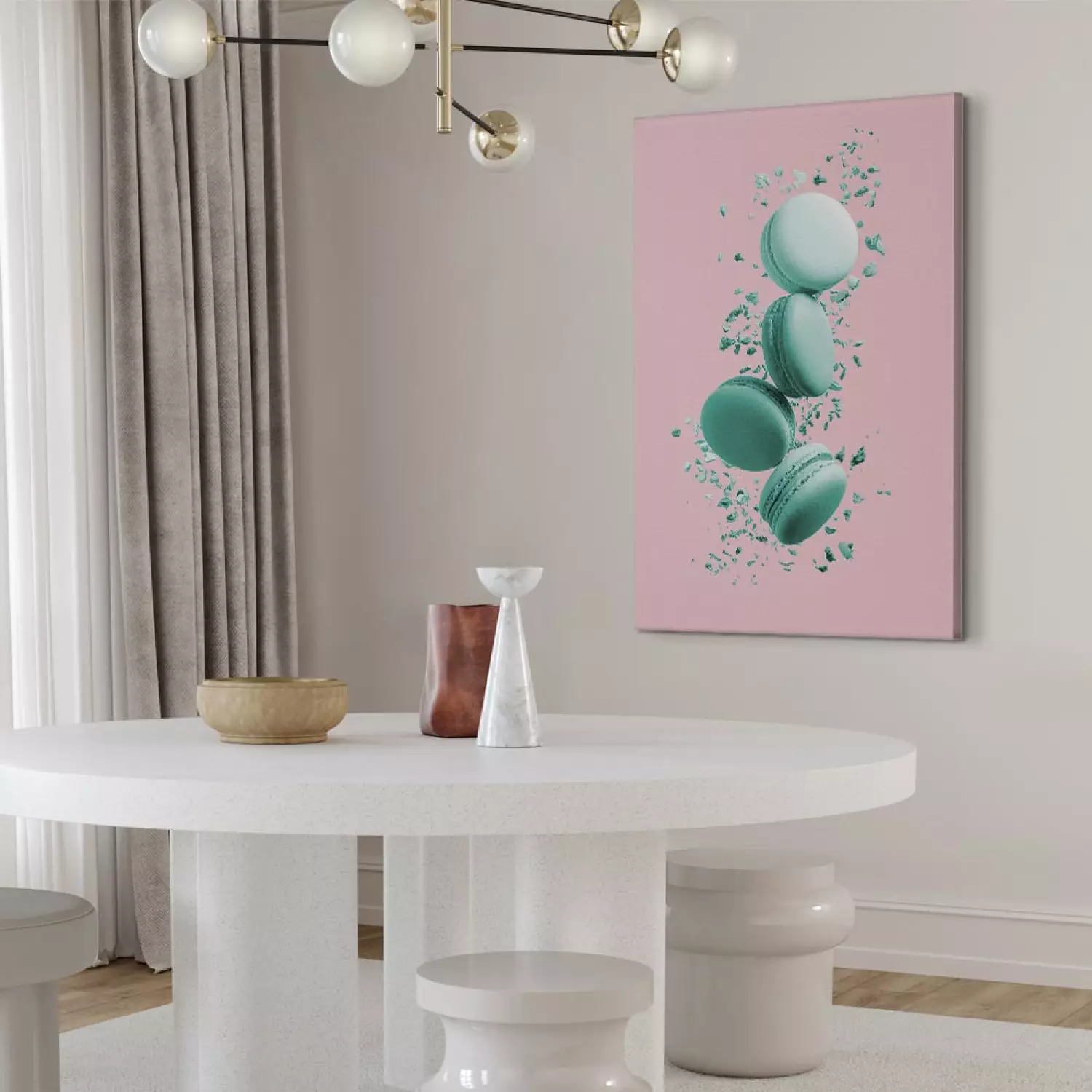 Canvas Flying Sweets vertical - food on a pastel background