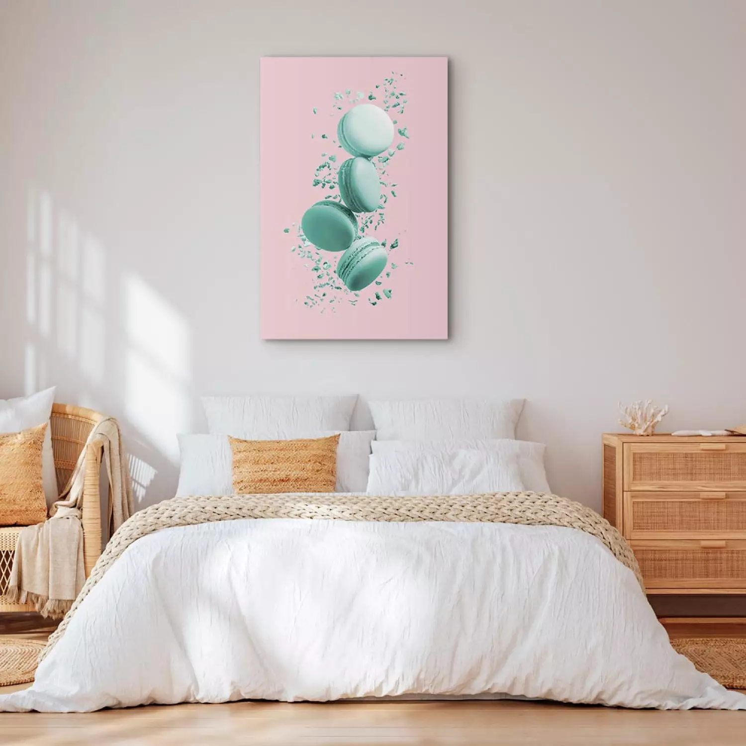 Canvas Flying Sweets vertical - food on a pastel background
