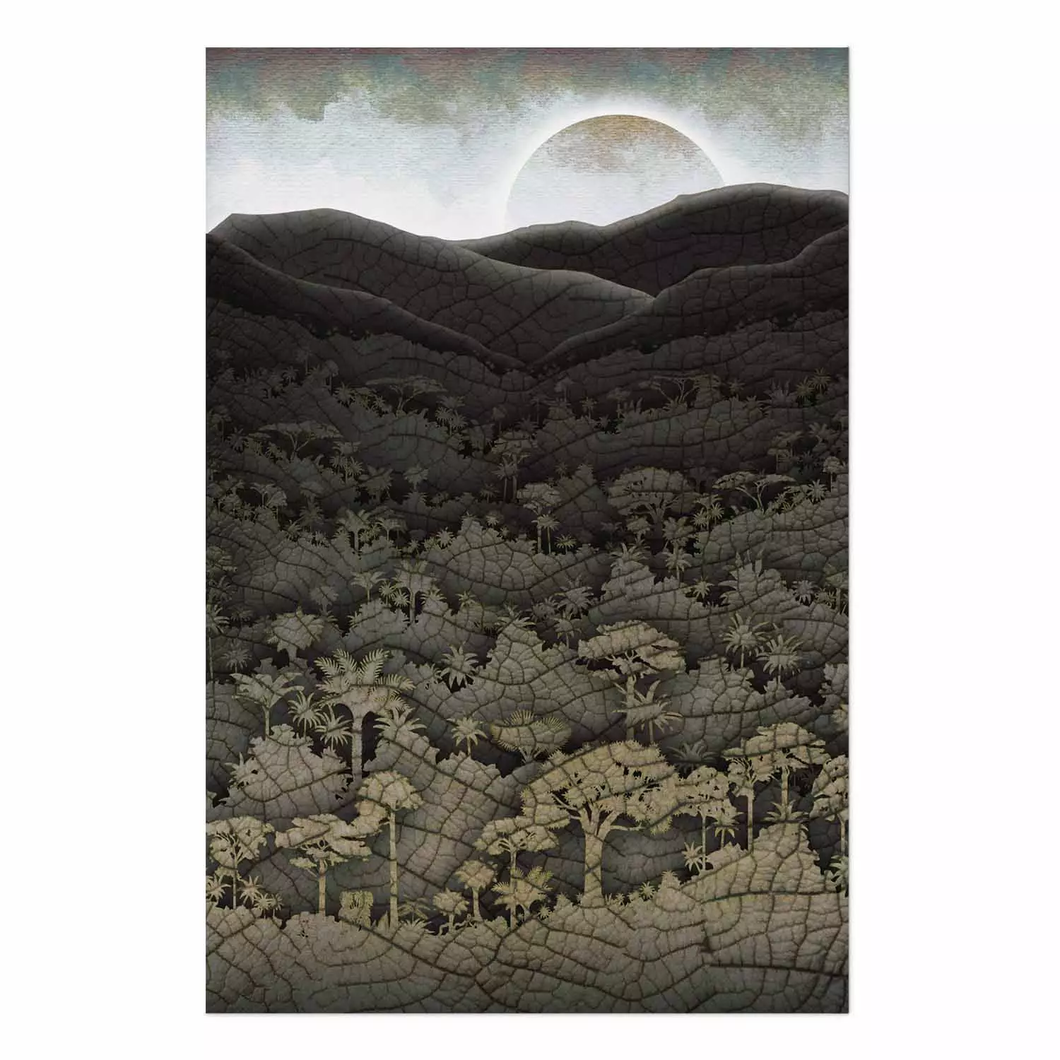 Wall Poster Jungle Structure - abstract texture of jungle on background of sky and moon