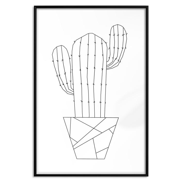 Poster Wild Cactus - line art of cactus in pot with geometric figures