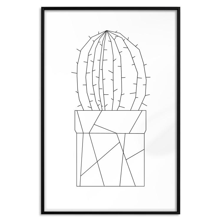 Poster Graphic Cactus - abstract line art of cactus with figures on white background