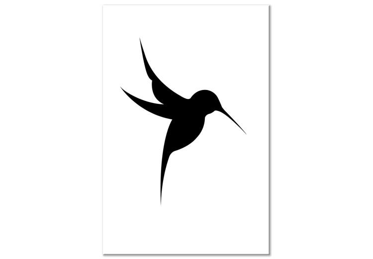 Canvas Flying Hummingbird - black bird drawing on a white background