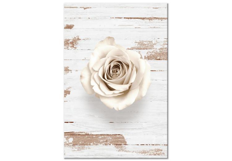 Canvas Pastel Swirl (1-part) vertical - rose on a light wooden background