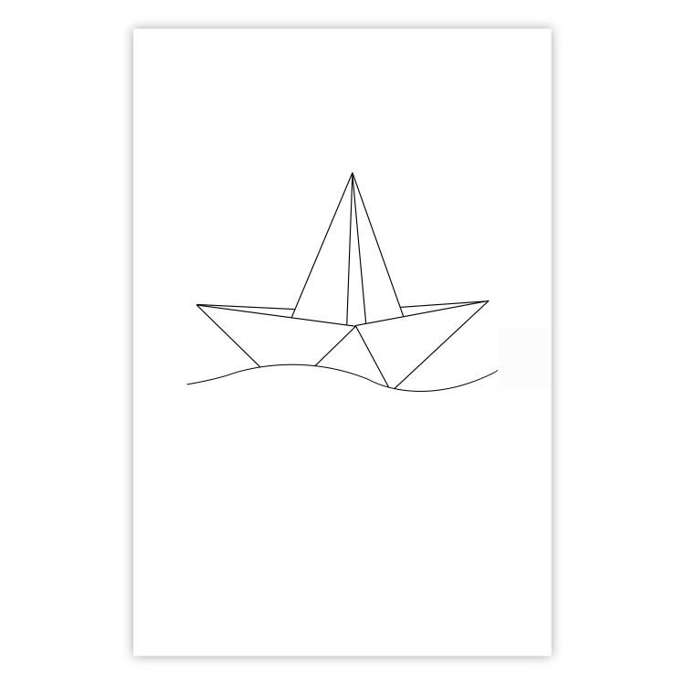 Poster Paper Boat - abstract line art of boat with geometric figures