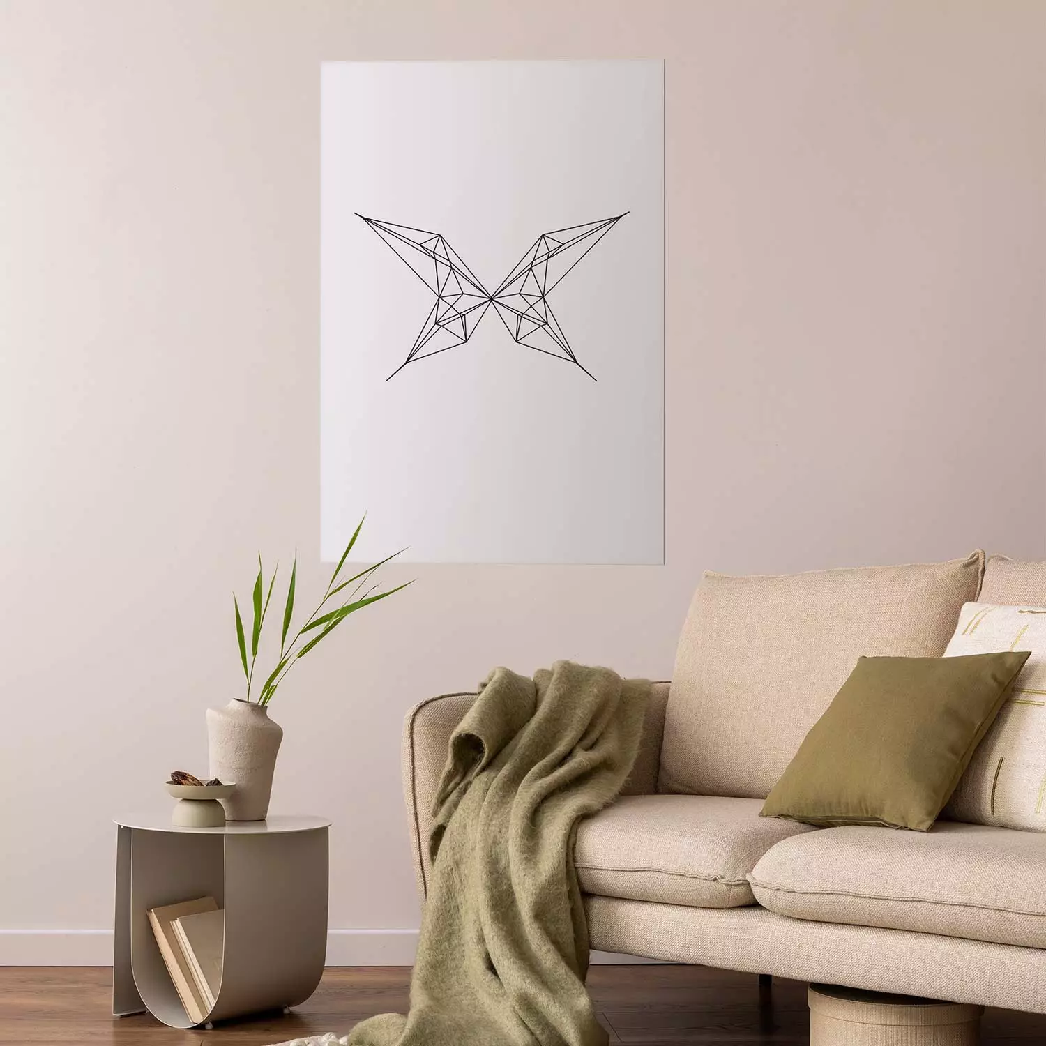Wall Poster Butterfly Drawing - abstract black line art with geometric figures