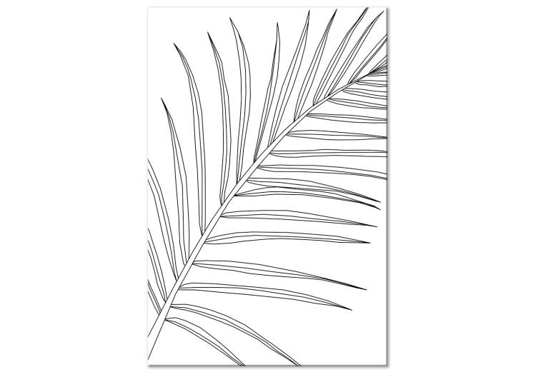 Canvas Black palm leaf contours - white abstraction with a floral motif