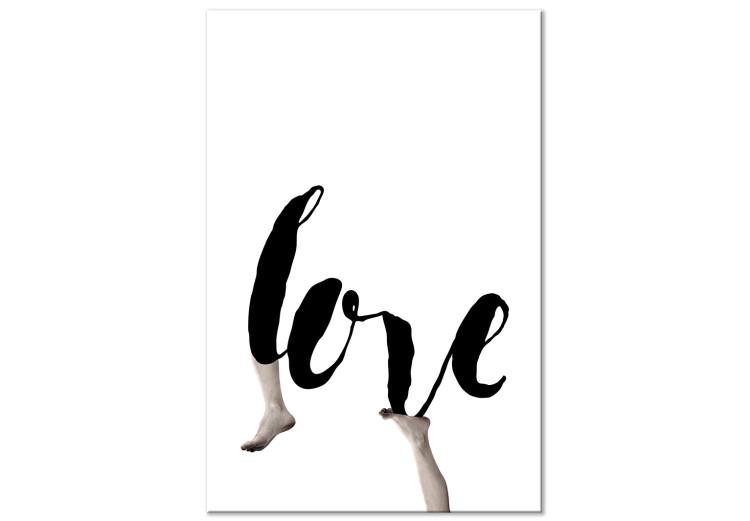 Canvas Black English Love sign - white abstraction with legs