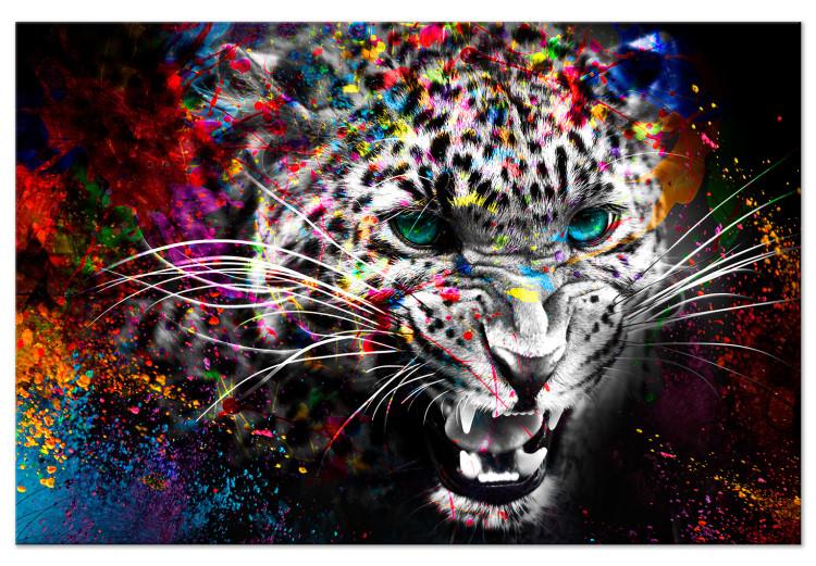 Canvas Hunter (1-part) vertical - abstract colorful wild animal
