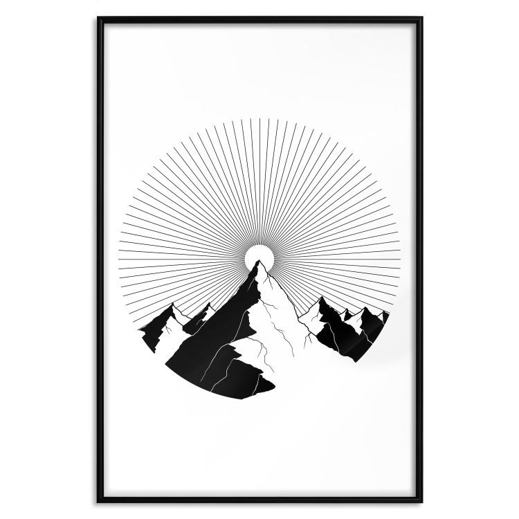 Poster Summit Zenith - abstract black mountain landscape on white background