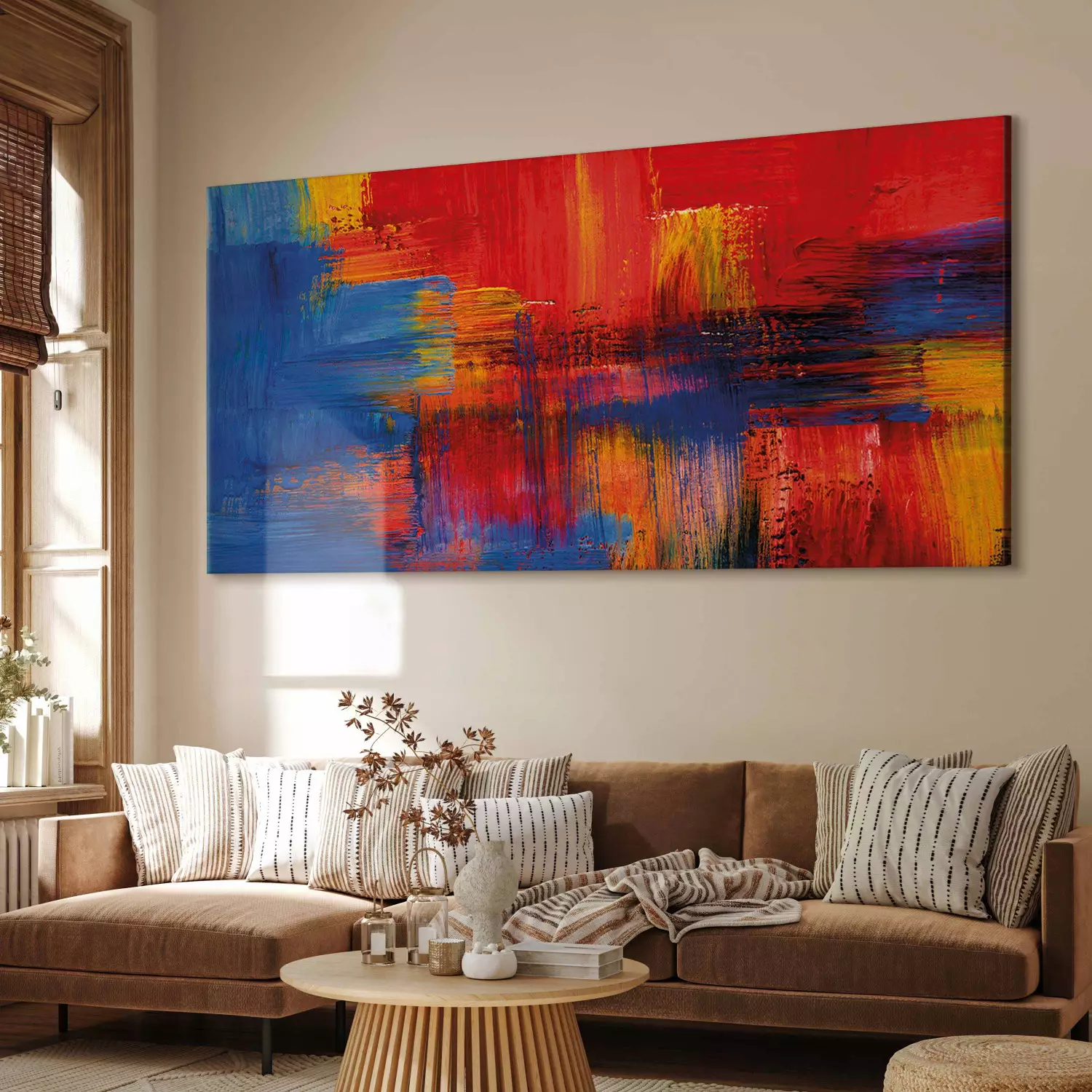 Large canvas print Color of Passion II - Abstraction in Red and Blue Shades