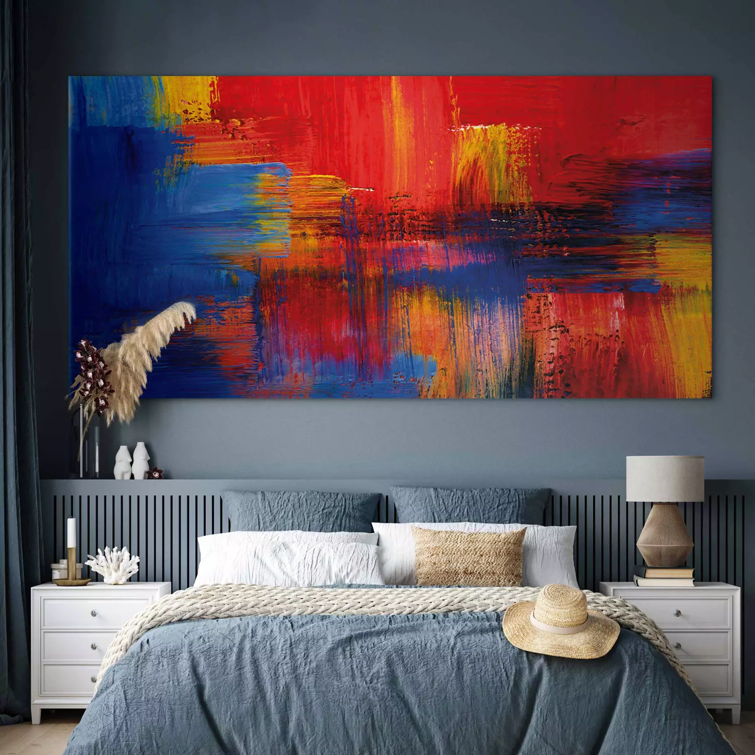 Large canvas print Color of Passion II - Abstraction in Red and Blue Shades