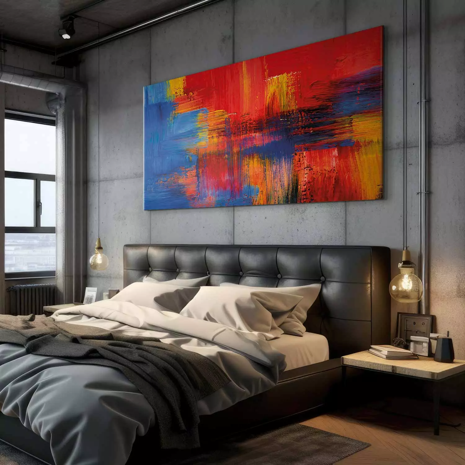 Large canvas print Color of Passion II - Abstraction in Red and Blue Shades