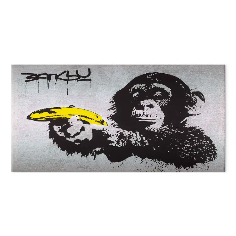 Large XXL canvas print Monkey with Banana Gun by Banksy II - bimago