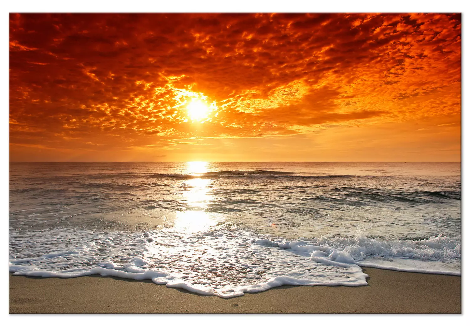 Large canvas print Calm Sea - Seascape with a sandy beach at sunset