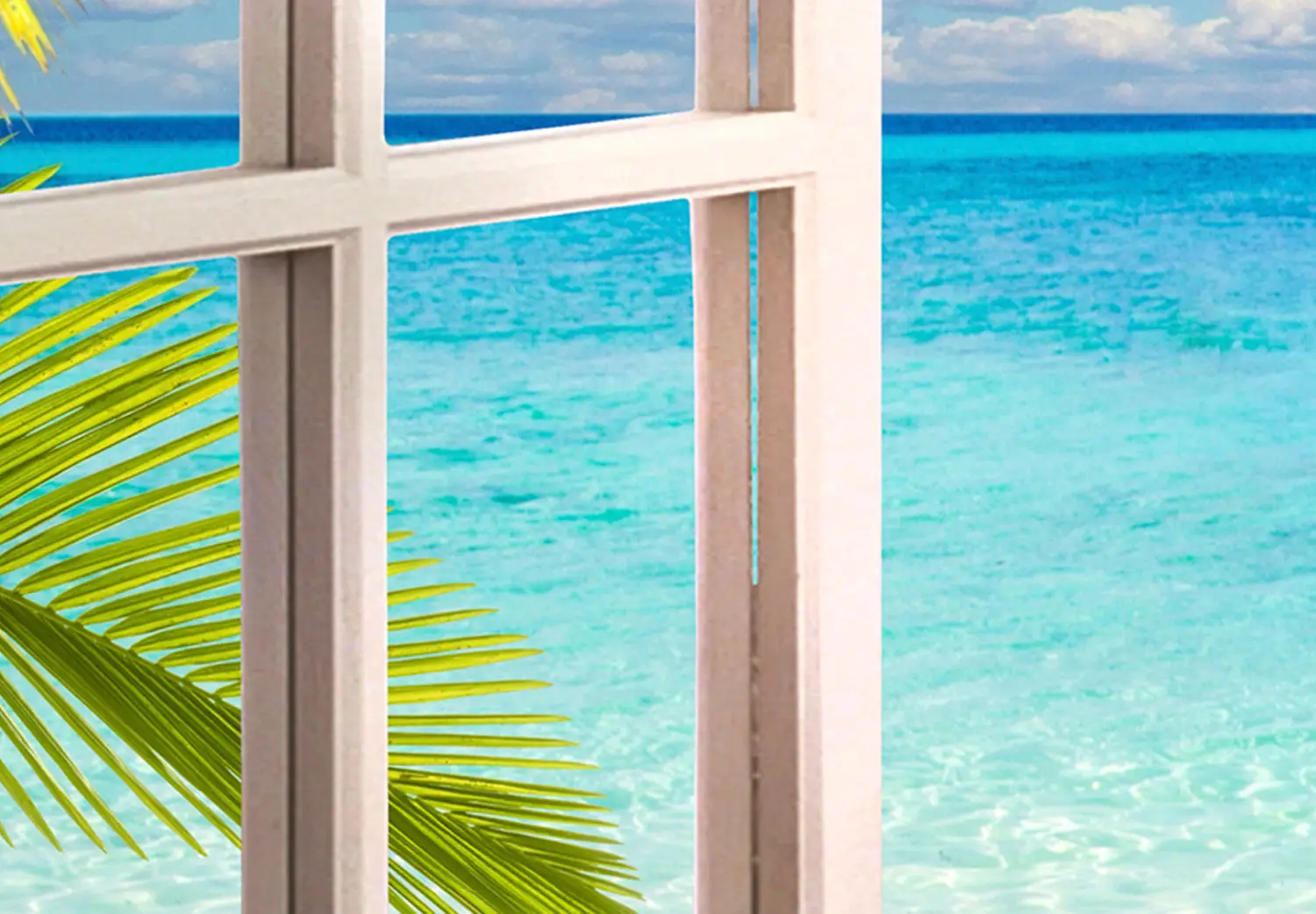 Large XXL print Window: View of the Sea - tropical landscape with