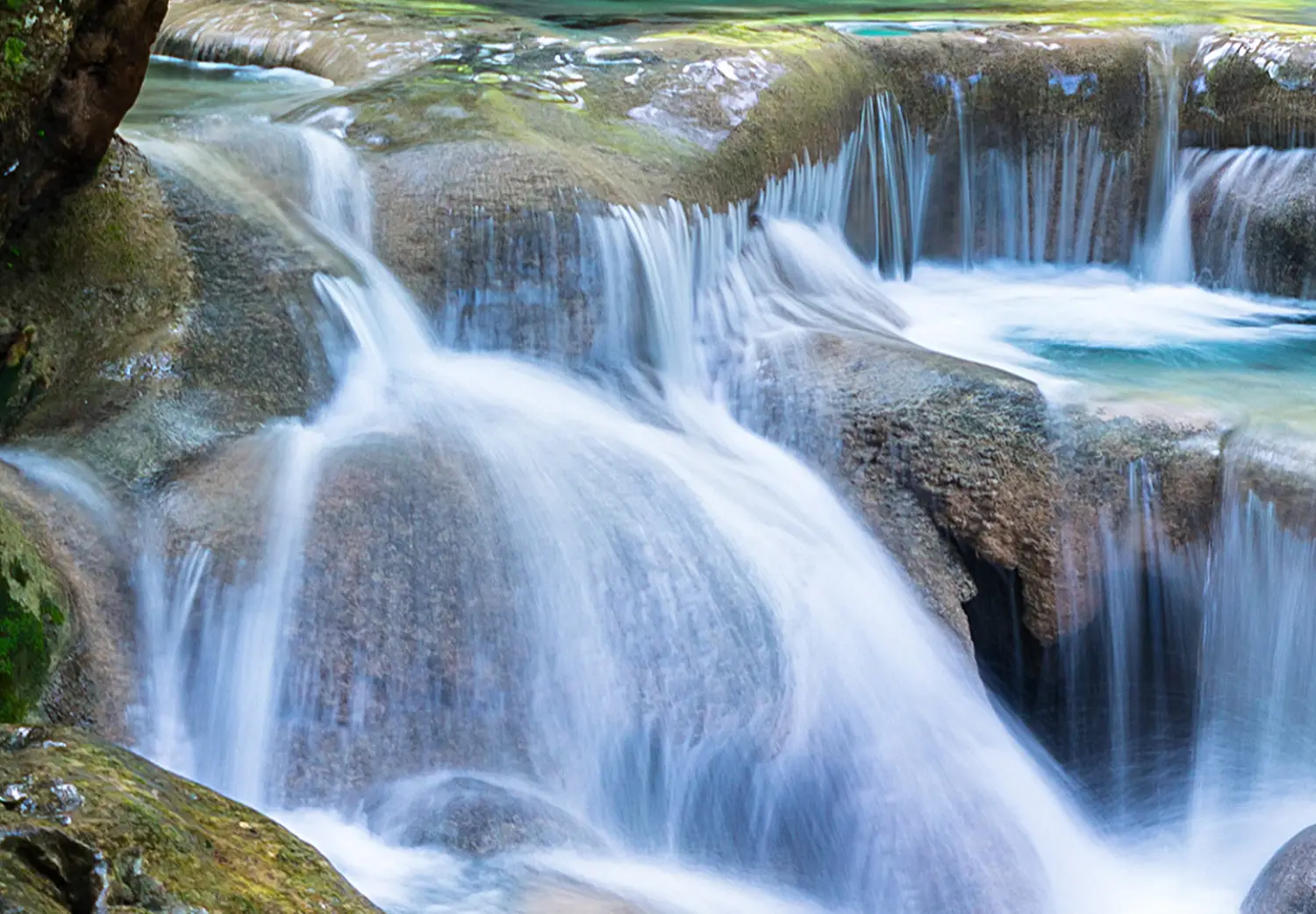 Large XXL canvas print Nature: Forest Waterfall - Mountain