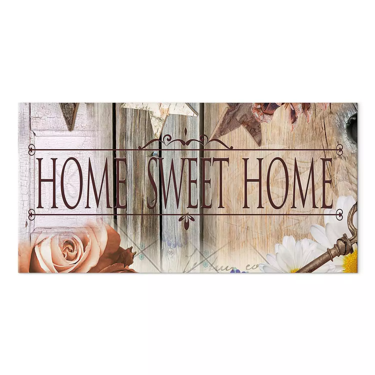 Large XXL print Key to the Beloved Home II - Home Sweet Home Text on a  Vintage Style Background - bimago, image size:1500x1500
