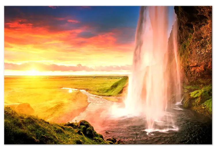 Large XXL canvas print Seljalandsfoss Waterfall - Mountain landscape of ...