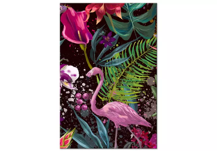 Canvas Land of Flamingos (1-part) vertical - bird on an abstract background