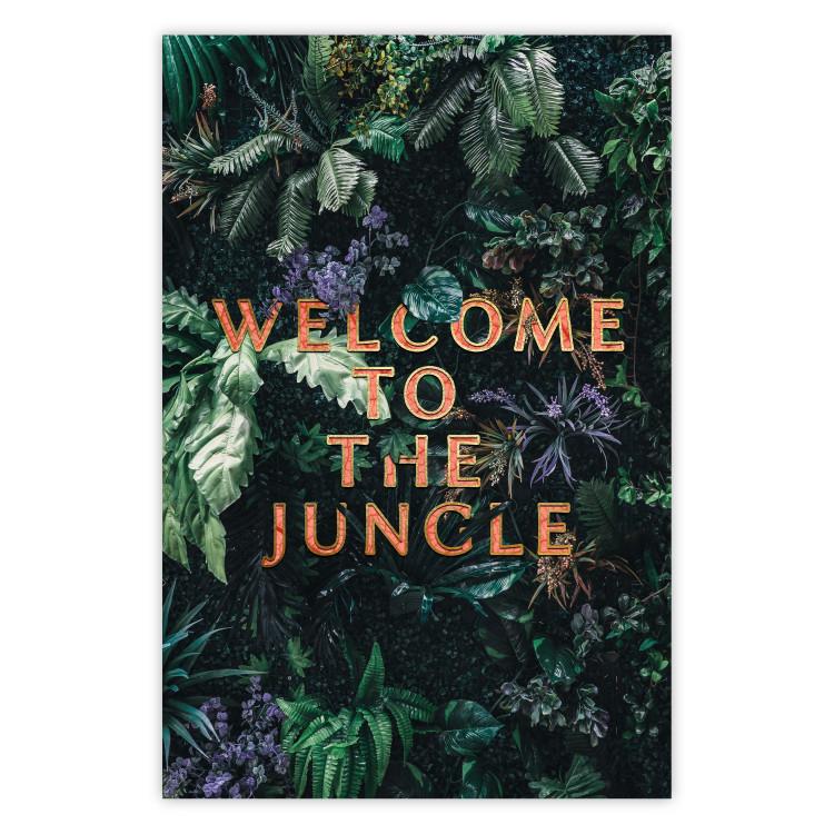 Poster Welcome to the Jungle - red English inscription on a jungle background