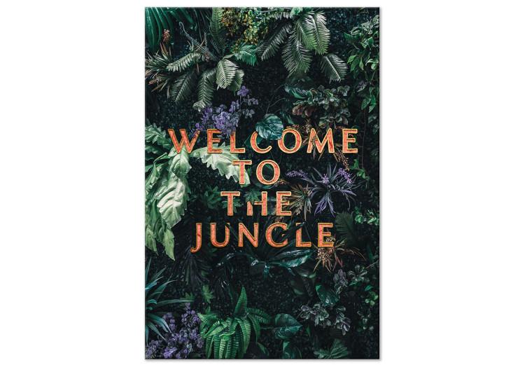 Canvas Welcome to the Jungle (1-part) vertical - text against a jungle background