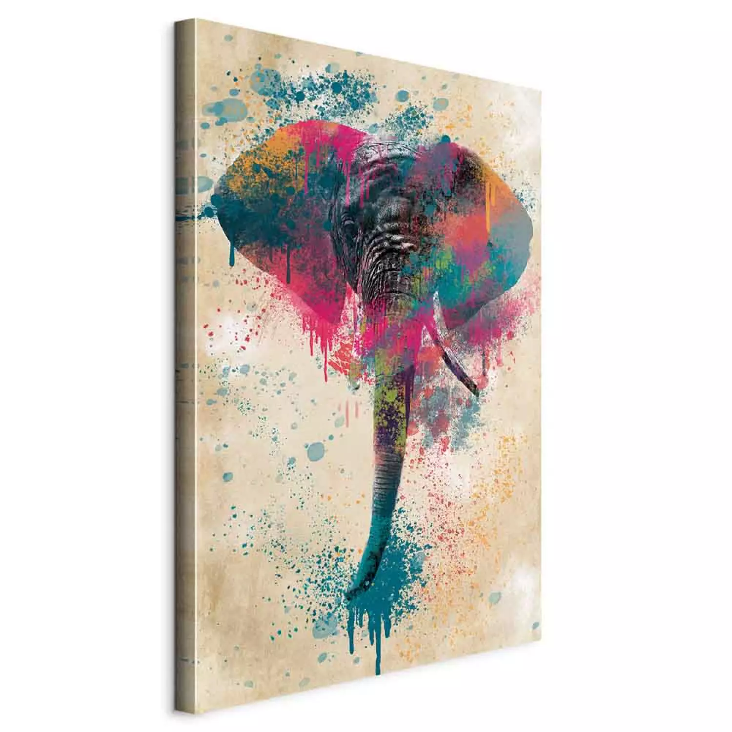 Canvas Print Elephant's Trunk vertical - futuristic multicolored elephant