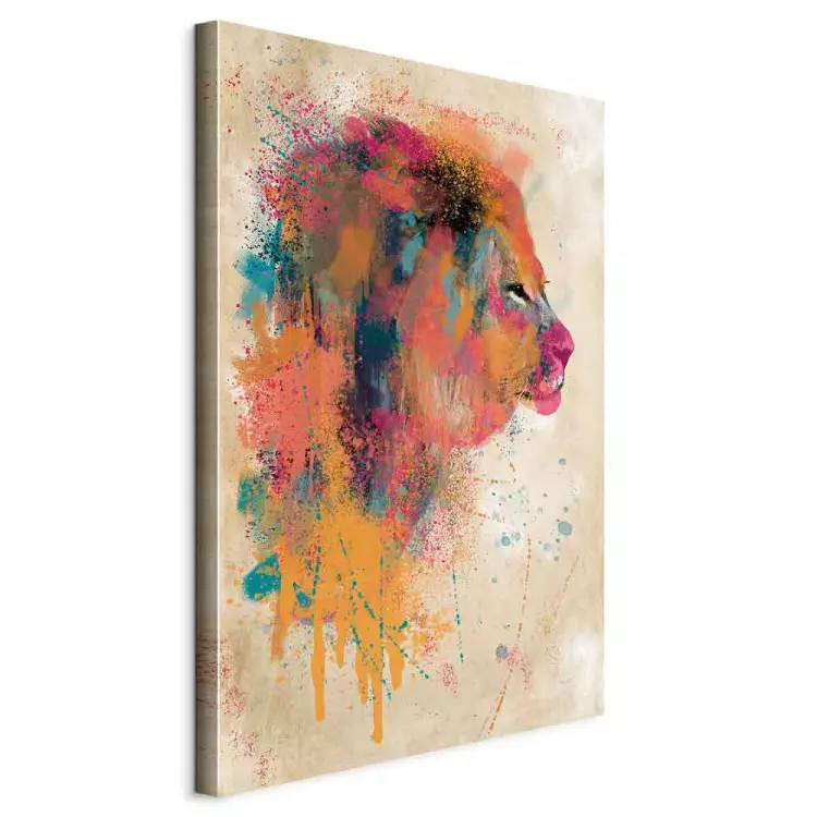 Watercolor Lion (1-part) vertical - futuristic colorful animal