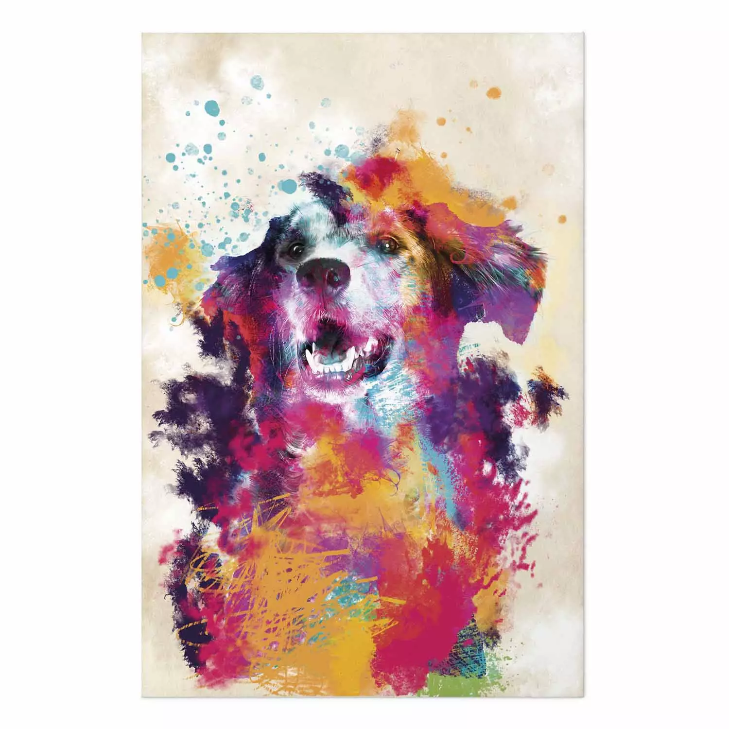 Wall Poster Watercolor Dog - unique colorful abstraction with domestic animal