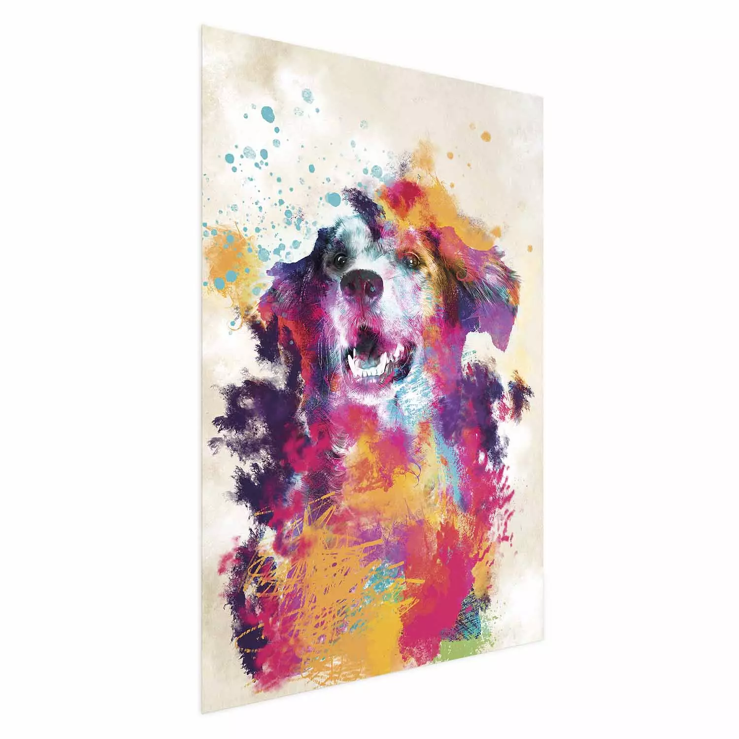 Wall Poster Watercolor Dog - unique colorful abstraction with domestic animal
